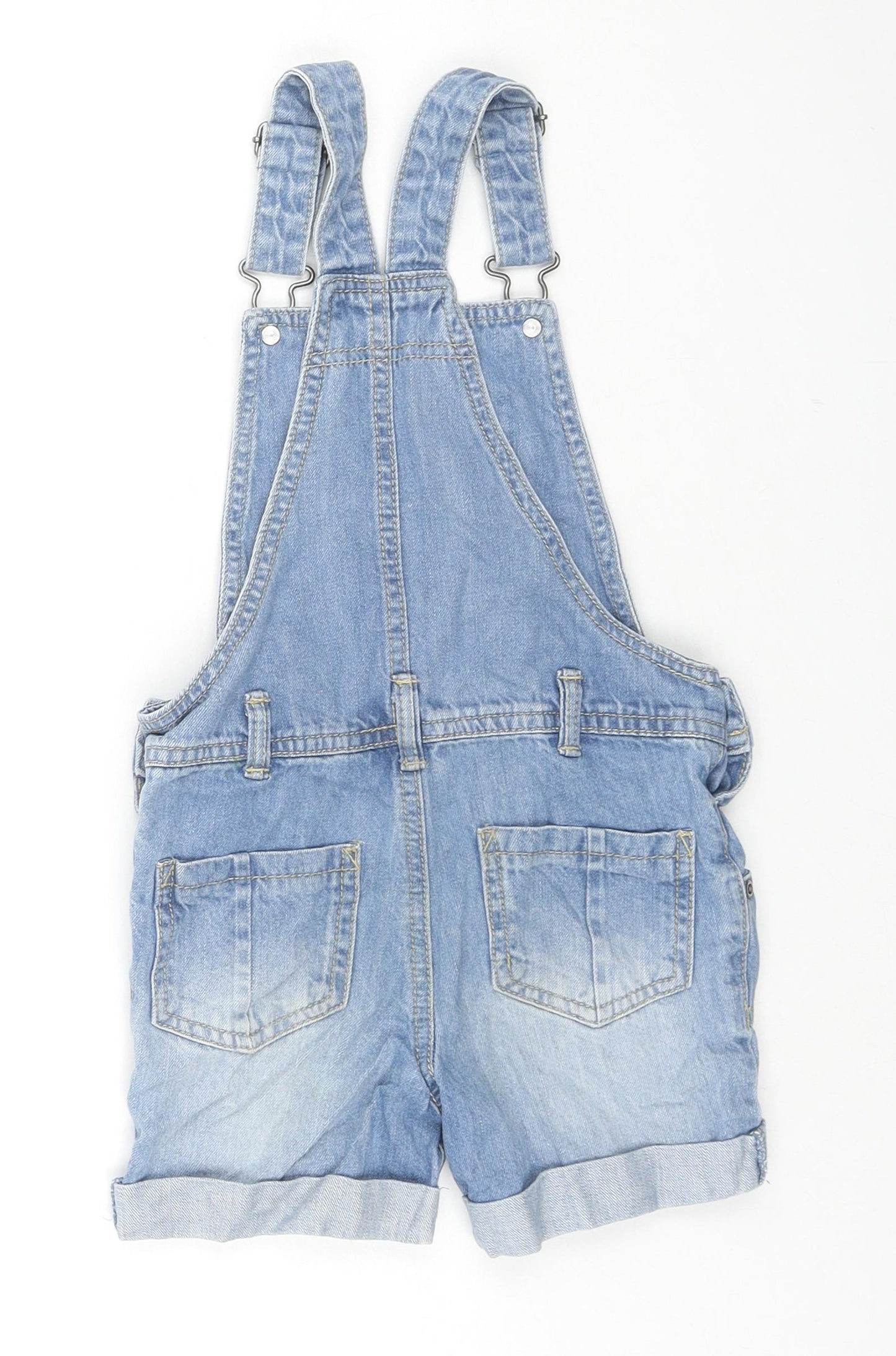 Nutmeg Girls Blue Cotton Dungaree One-Piece Size 3-4 Years L3 in Snap