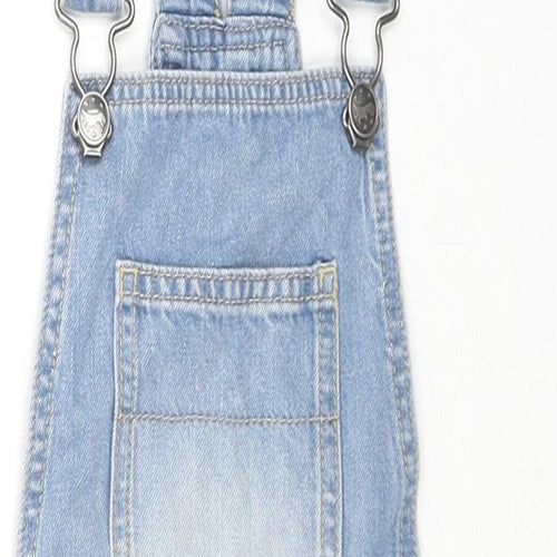 Nutmeg Girls Blue Cotton Dungaree One-Piece Size 3-4 Years L3 in Snap