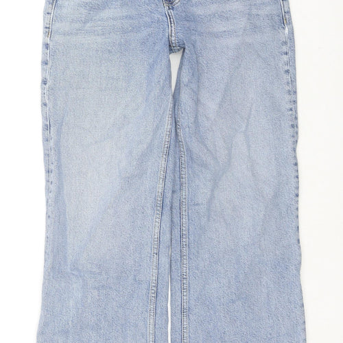 Zara Womens Blue Cotton Straight Jeans Size 8 L25 in Regular Zip
