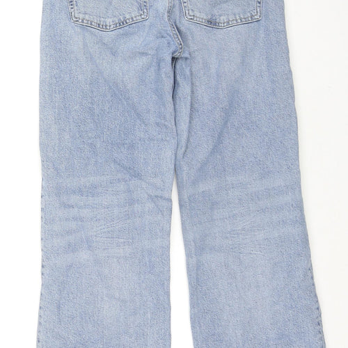 Zara Womens Blue Cotton Straight Jeans Size 8 L25 in Regular Zip