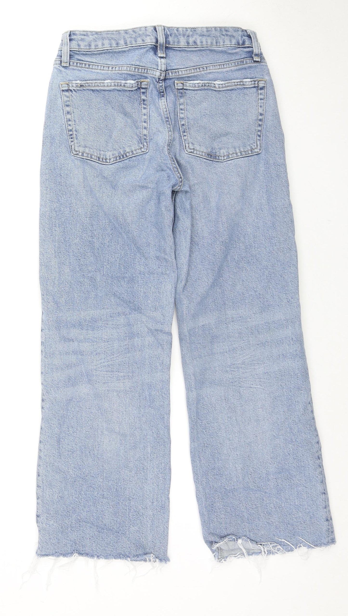 Zara Womens Blue Cotton Straight Jeans Size 8 L25 in Regular Zip