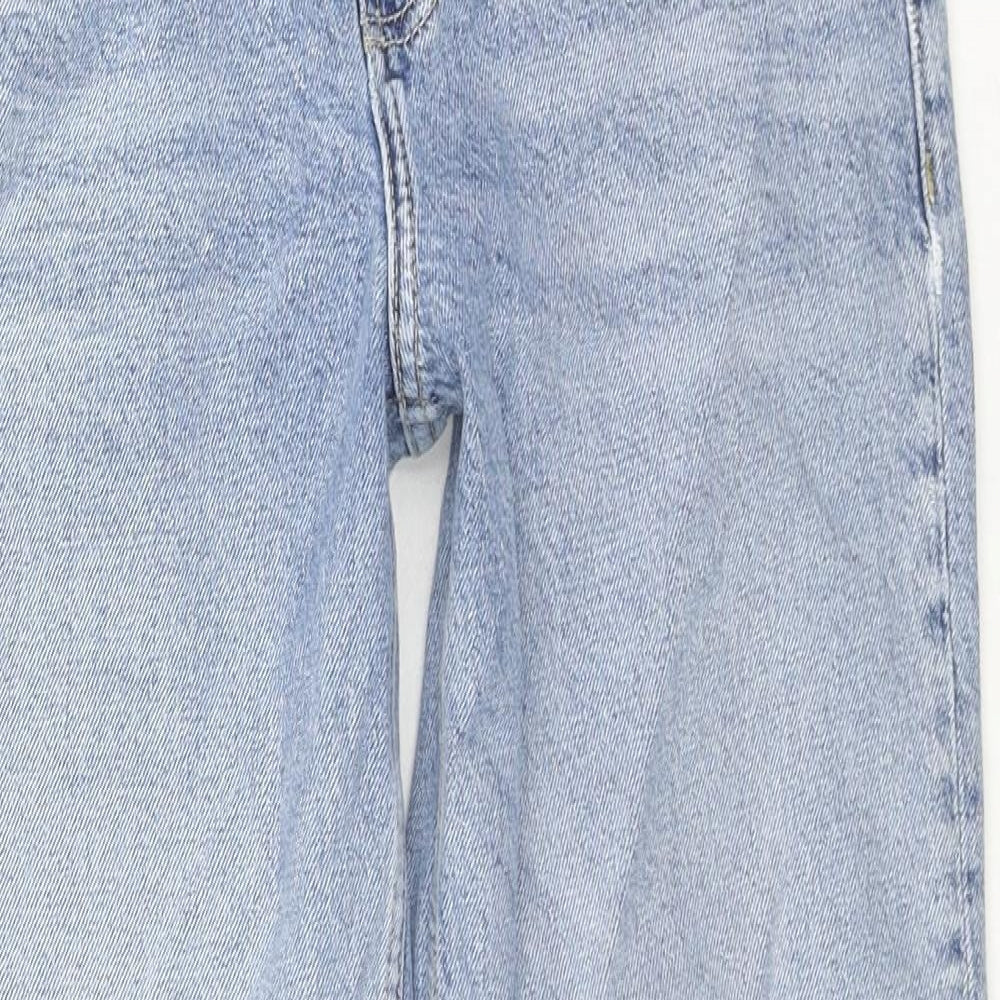 Zara Womens Blue Cotton Straight Jeans Size 8 L25 in Regular Zip
