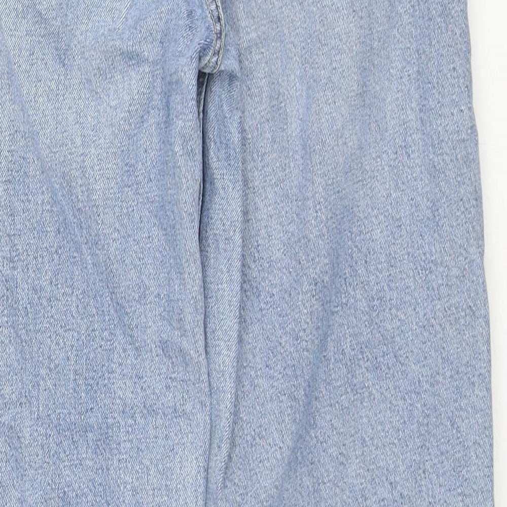 Zara Womens Blue Cotton Straight Jeans Size 8 L25 in Regular Zip