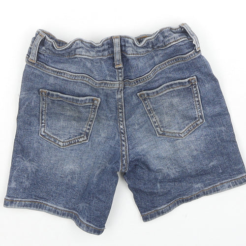 River Island Boys Blue Cotton Bermuda Shorts Size 4-5 Years Regular Snap - Distressed