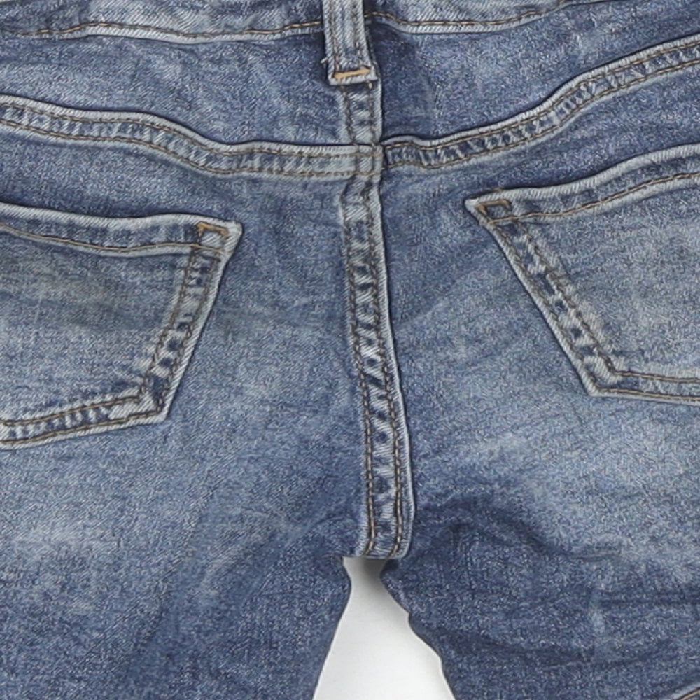 River Island Boys Blue Cotton Bermuda Shorts Size 4-5 Years Regular Snap - Distressed