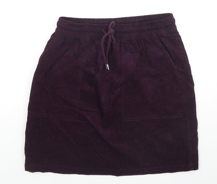 Beloved Womens Purple Cotton Mini Skirt Size S Drawstring