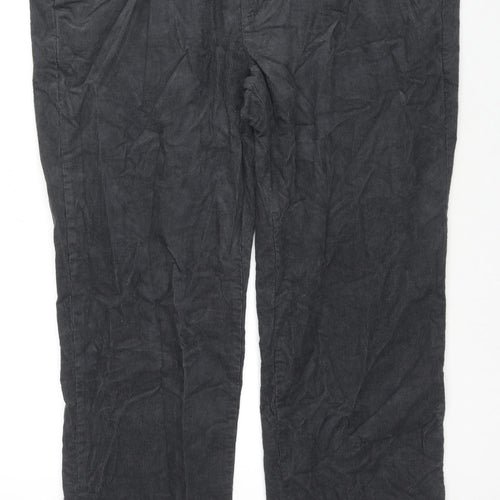 Marks and Spencer Mens Grey Cotton Trousers Size 44 in L31 in Regular Zip