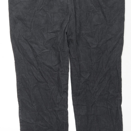 Marks and Spencer Mens Grey Cotton Trousers Size 44 in L31 in Regular Zip
