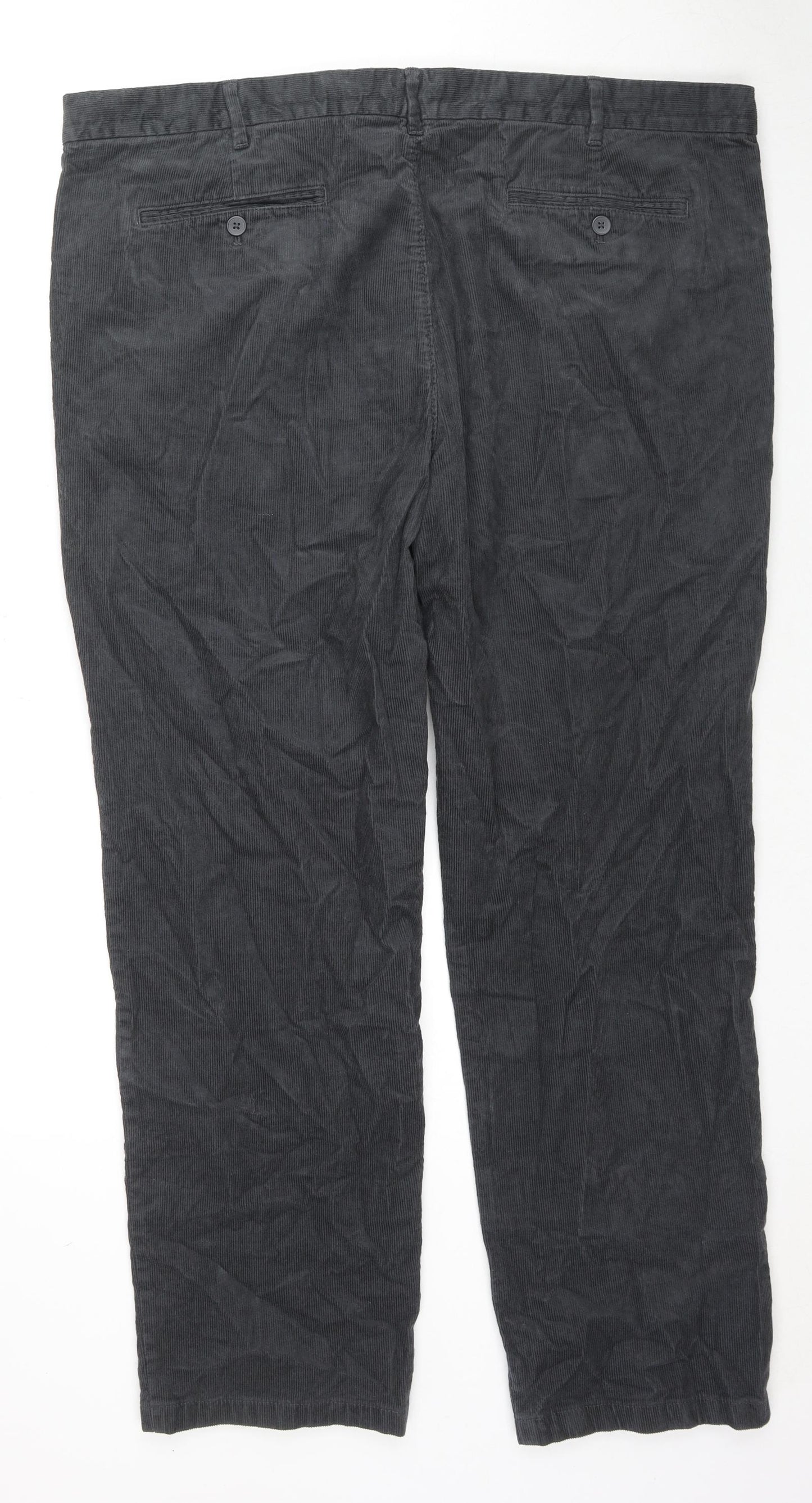 Marks and Spencer Mens Grey Cotton Trousers Size 44 in L31 in Regular Zip