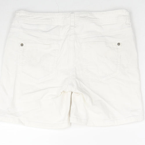 NEXT Womens White Cotton Mom Shorts Size 10 L6 in Regular Zip