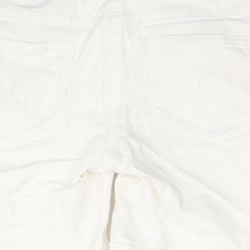 NEXT Womens White Cotton Mom Shorts Size 10 L6 in Regular Zip