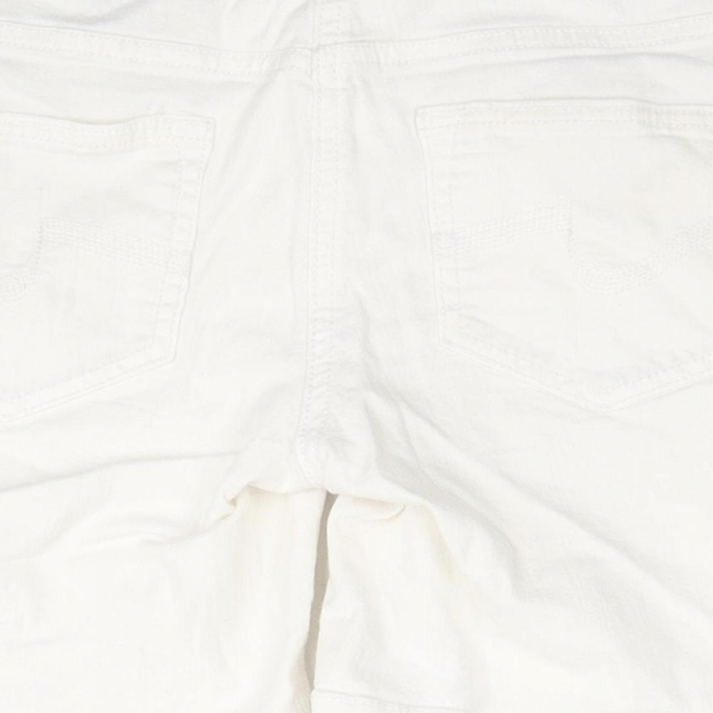 NEXT Womens White Cotton Mom Shorts Size 10 L6 in Regular Zip