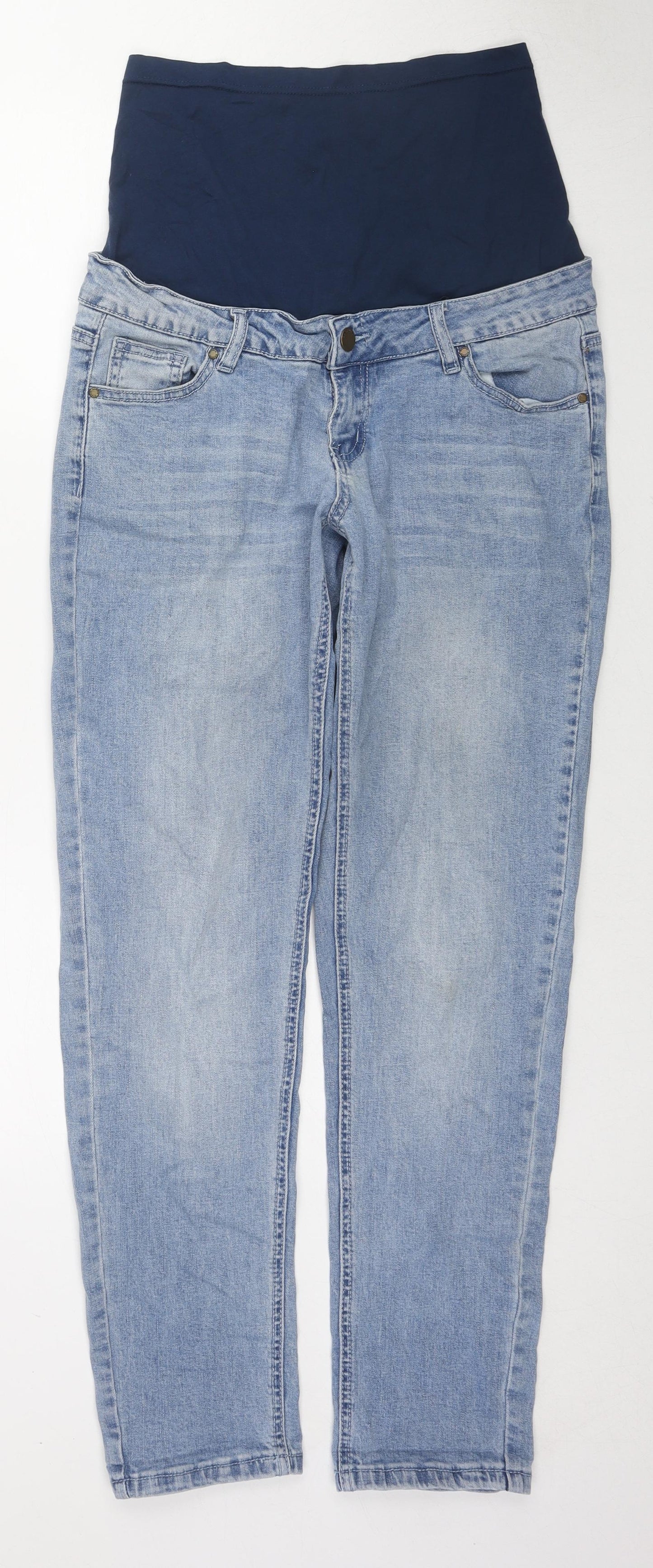Bandia Womens Blue Cotton Straight Jeans Size 12 L29 in Regular Zip