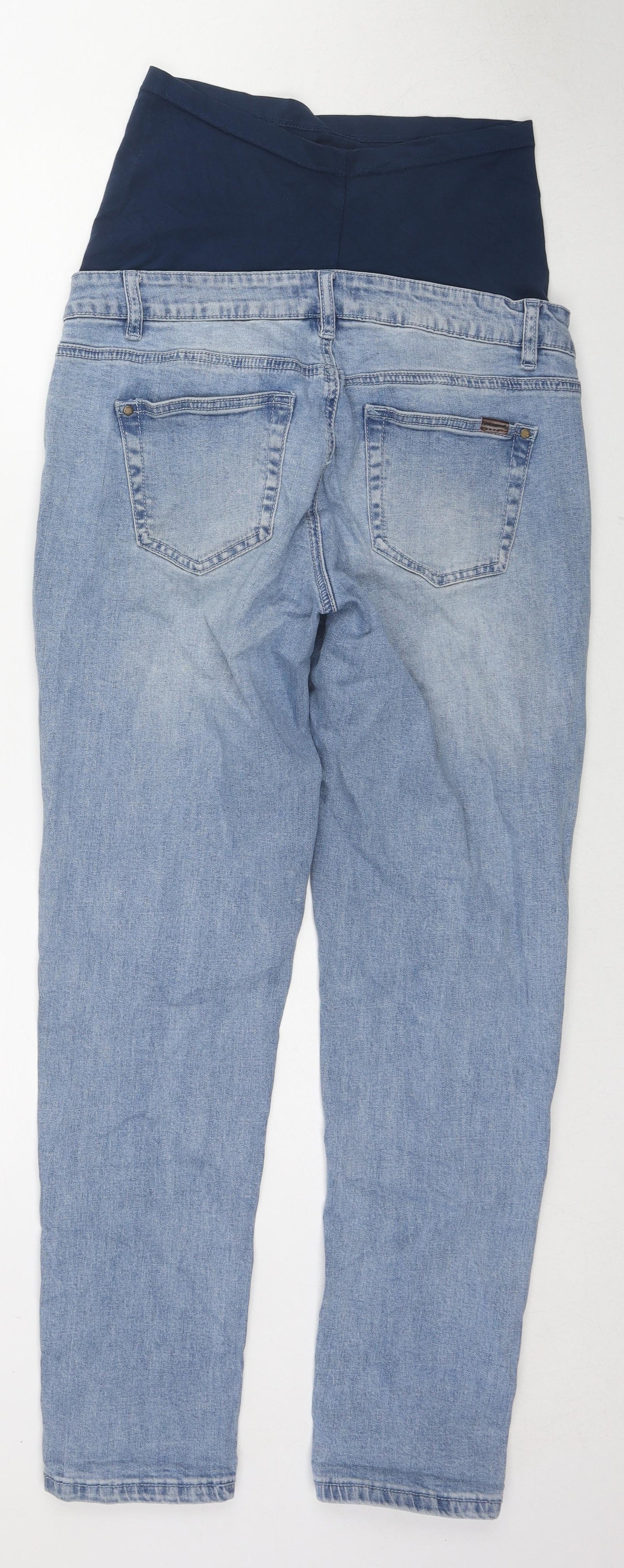 Bandia Womens Blue Cotton Straight Jeans Size 12 L29 in Regular Zip