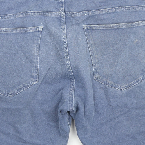 Zara Mens Blue Cotton Bermuda Shorts Size 36 in L8 in Regular Zip