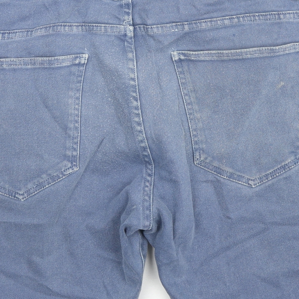 Zara Mens Blue Cotton Bermuda Shorts Size 36 in L8 in Regular Zip