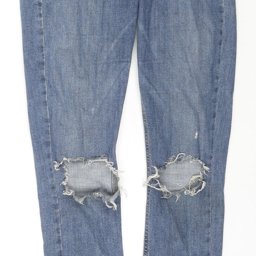 Topshop Womens Blue Cotton Skinny Jeans Size 28 in L32 in Regular Zip