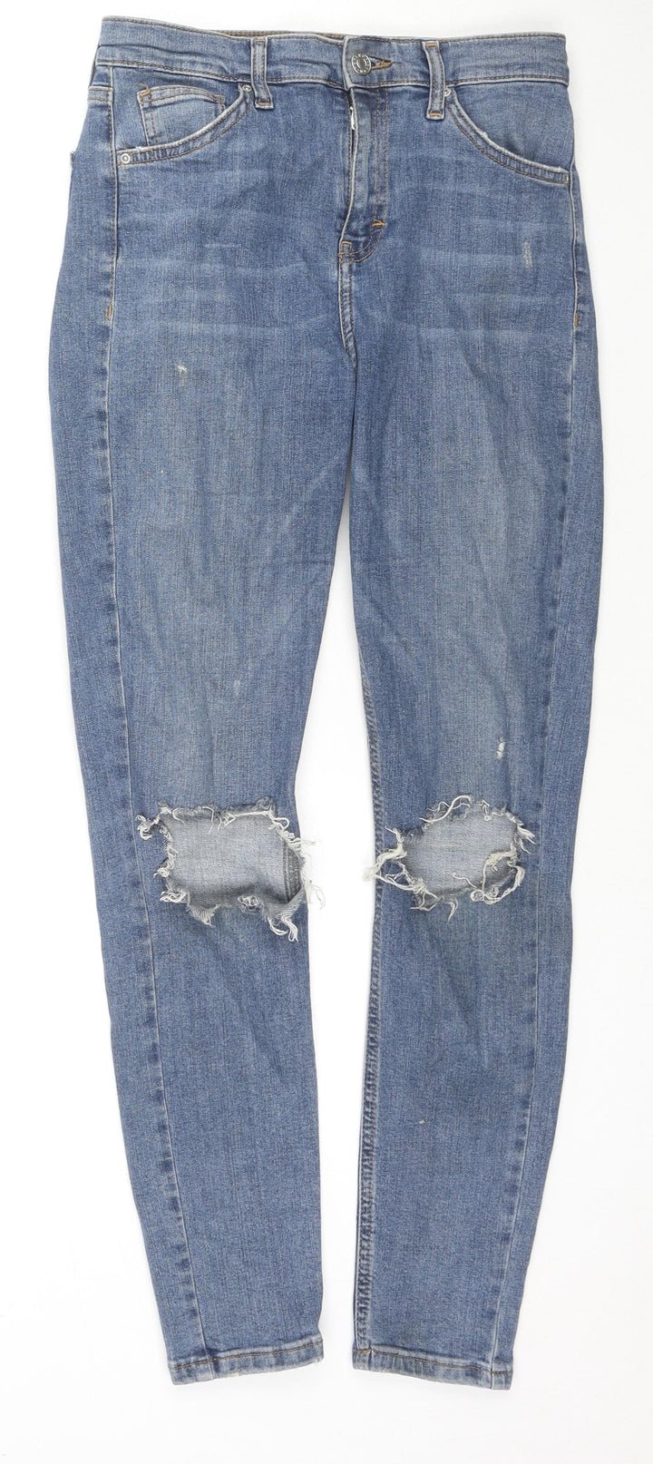 Topshop Womens Blue Cotton Skinny Jeans Size 28 in L32 in Regular Zip