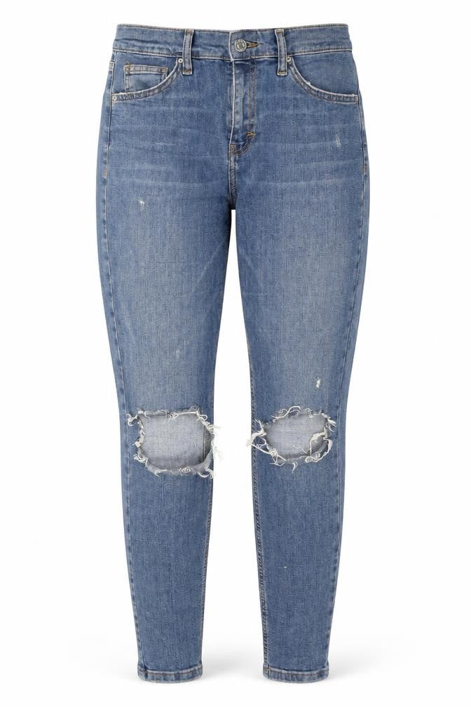 Topshop Womens Blue Cotton Skinny Jeans Size 28 in L32 in Regular Zip