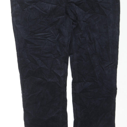Marks and Spencer Womens Black Cotton Trousers Size 18 L32 in Regular Zip