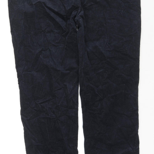 Marks and Spencer Womens Black Cotton Trousers Size 18 L32 in Regular Zip
