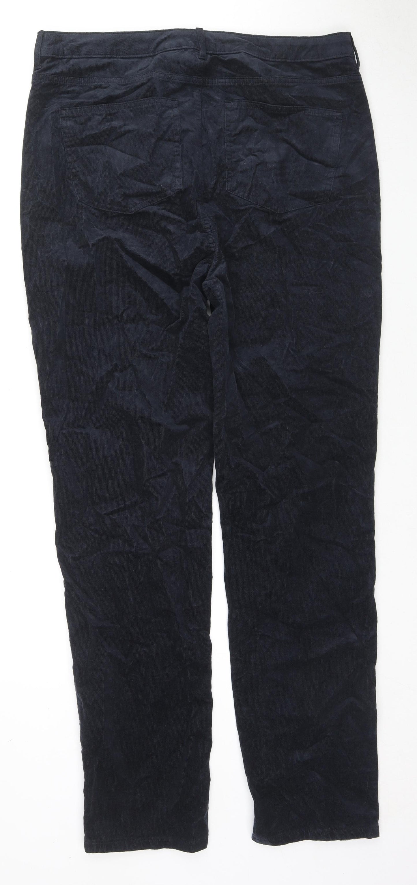 Marks and Spencer Womens Black Cotton Trousers Size 18 L32 in Regular Zip