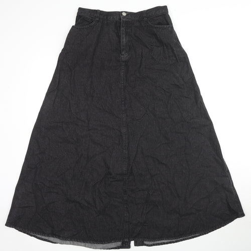 Shoo La Rue Womens Black Cotton Maxi Skirt Size L Zip