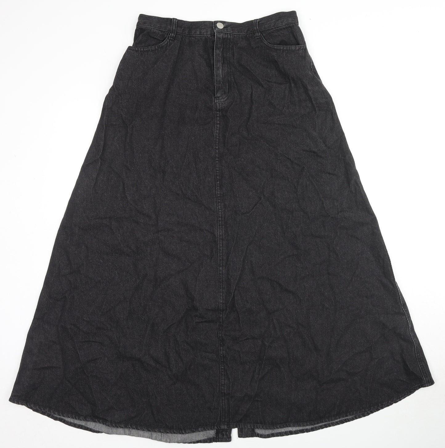 Shoo La Rue Womens Black Cotton Maxi Skirt Size L Zip