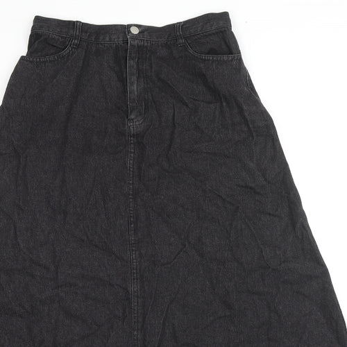 Shoo La Rue Womens Black Cotton Maxi Skirt Size L Zip