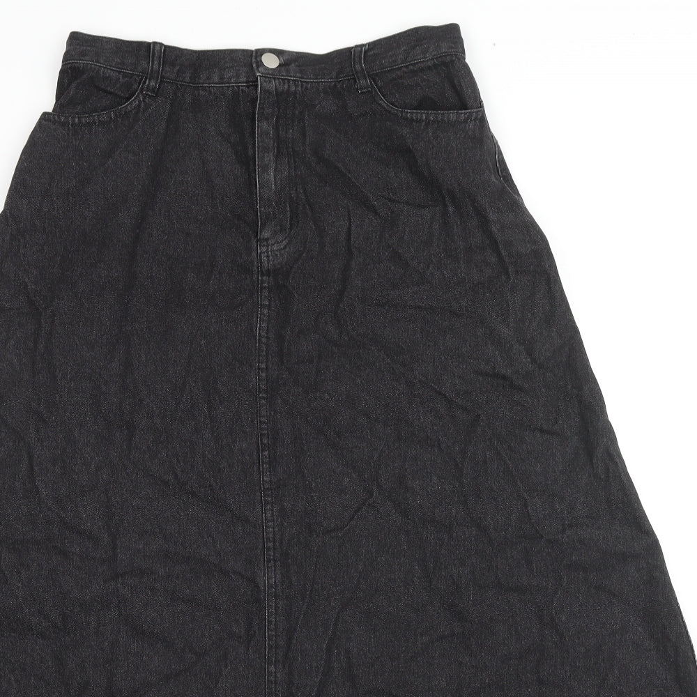 Shoo La Rue Womens Black Cotton Maxi Skirt Size L Zip