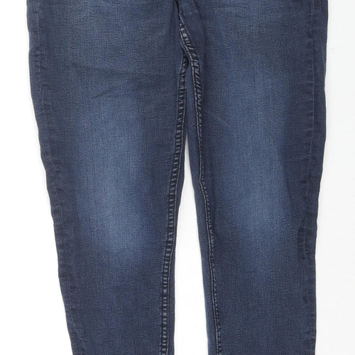 Marks and Spencer Womens Blue Cotton Skinny Jeans Size 12 L27 in Regular Zip