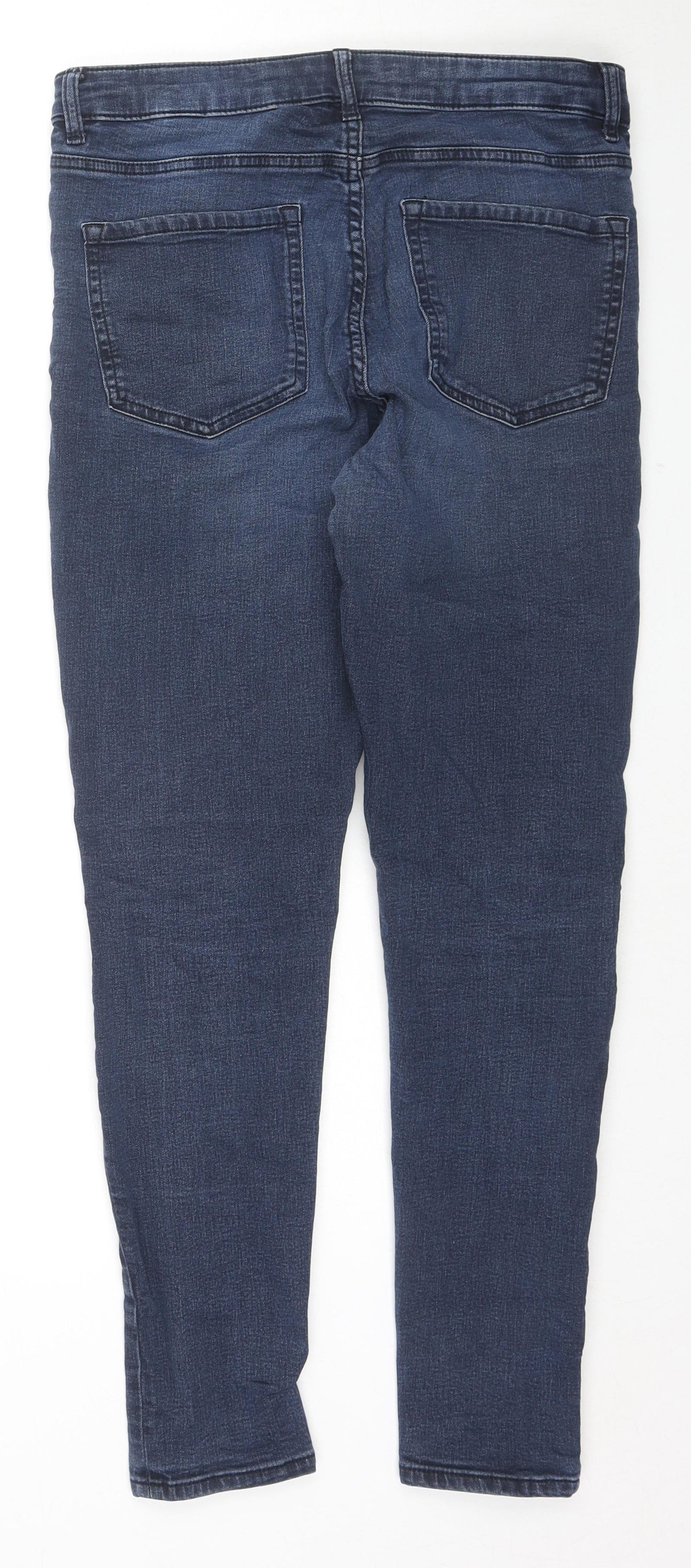 Marks and Spencer Womens Blue Cotton Skinny Jeans Size 12 L27 in Regular Zip