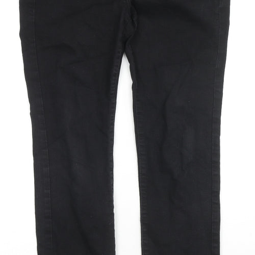 NEXT Womens Black Cotton Straight Jeans Size 12 L29 in Slim Zip