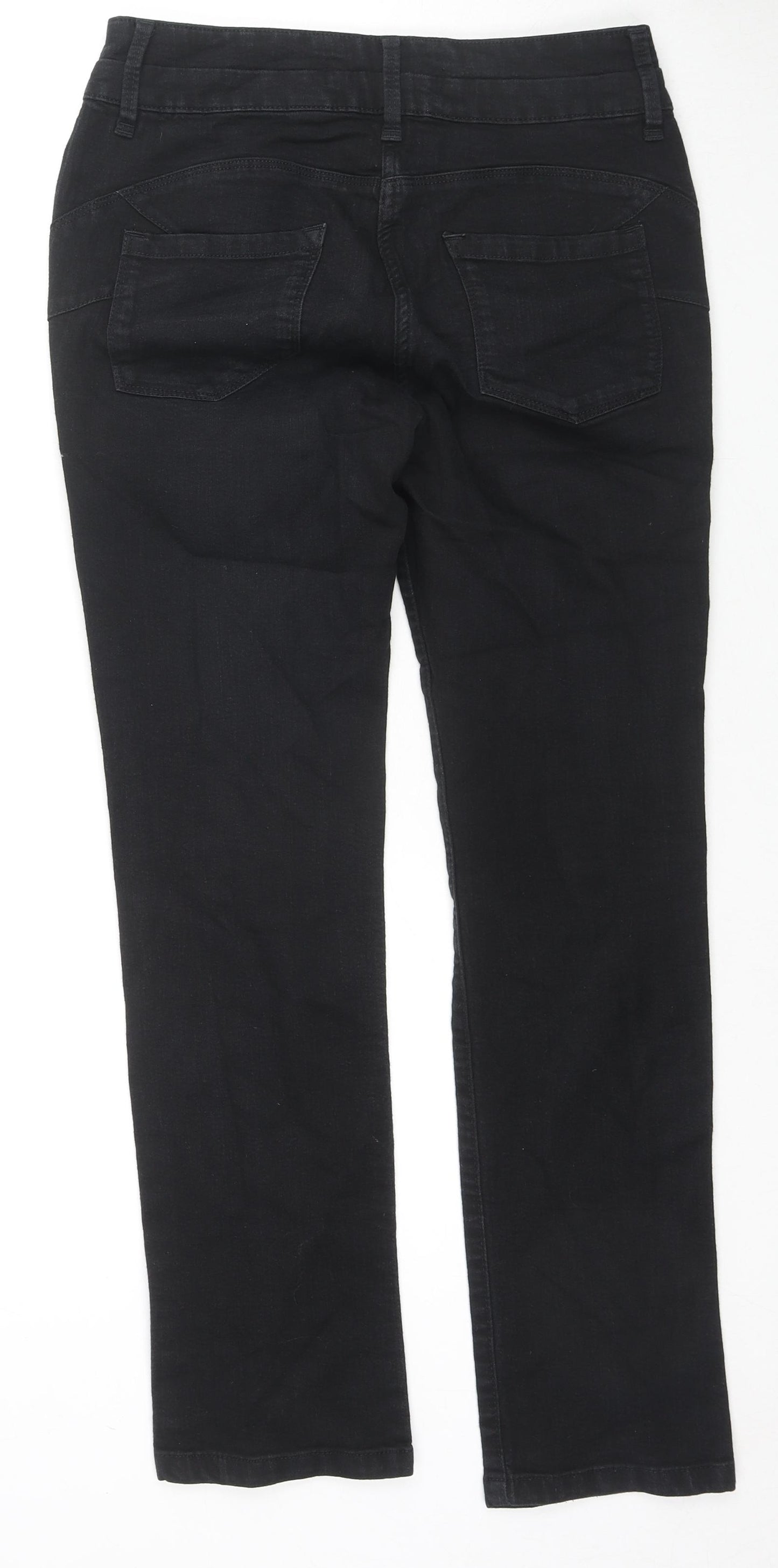 NEXT Womens Black Cotton Straight Jeans Size 12 L29 in Slim Zip