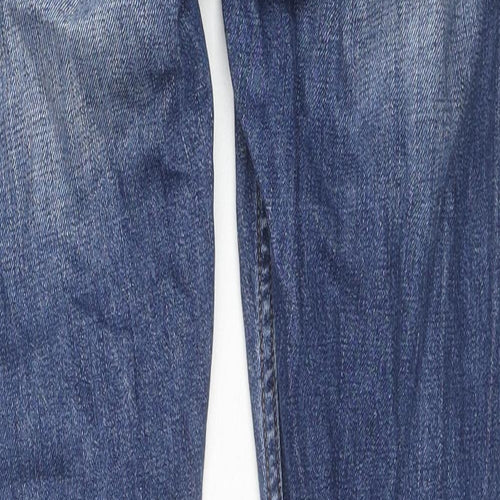 Fat Face Womens Blue Cotton Boyfriend Jeans Size 8 L29 in Regular Zip