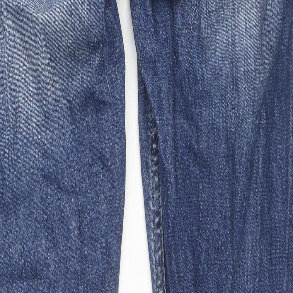 Fat Face Womens Blue Cotton Boyfriend Jeans Size 8 L29 in Regular Zip