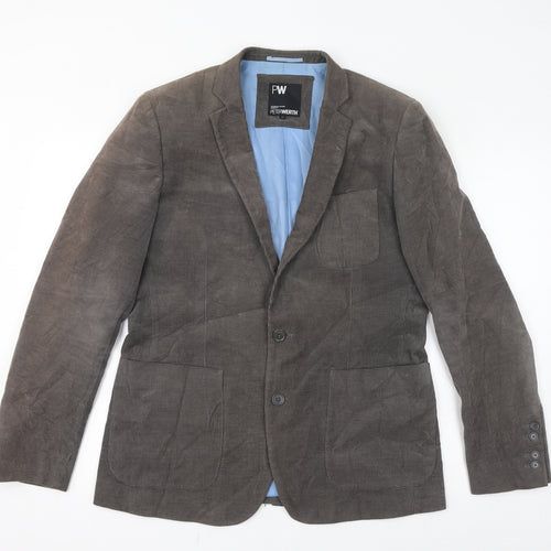 Peter Werth Mens Brown Cotton Jacket Blazer Size 40 Regular