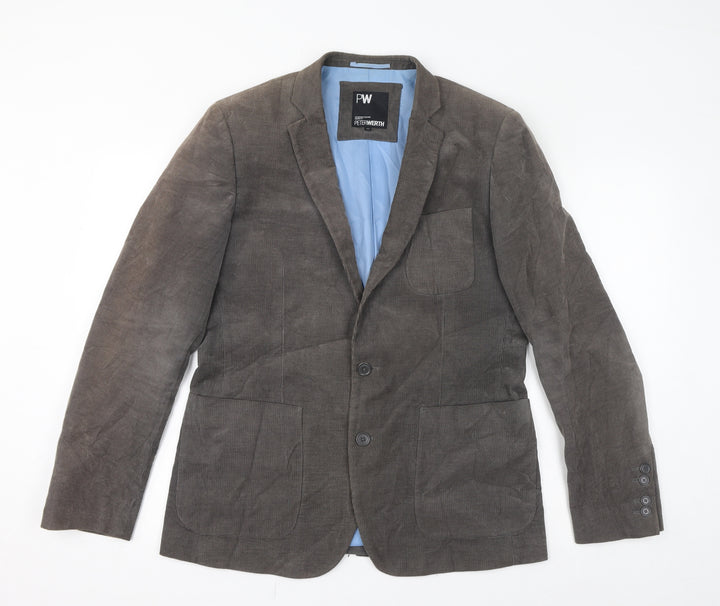 Peter Werth Mens Brown Cotton Jacket Blazer Size 40 Regular