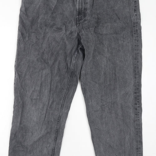 ASOS Womens Grey Cotton Straight Jeans Size 18 L27 in Regular Zip - Cropped