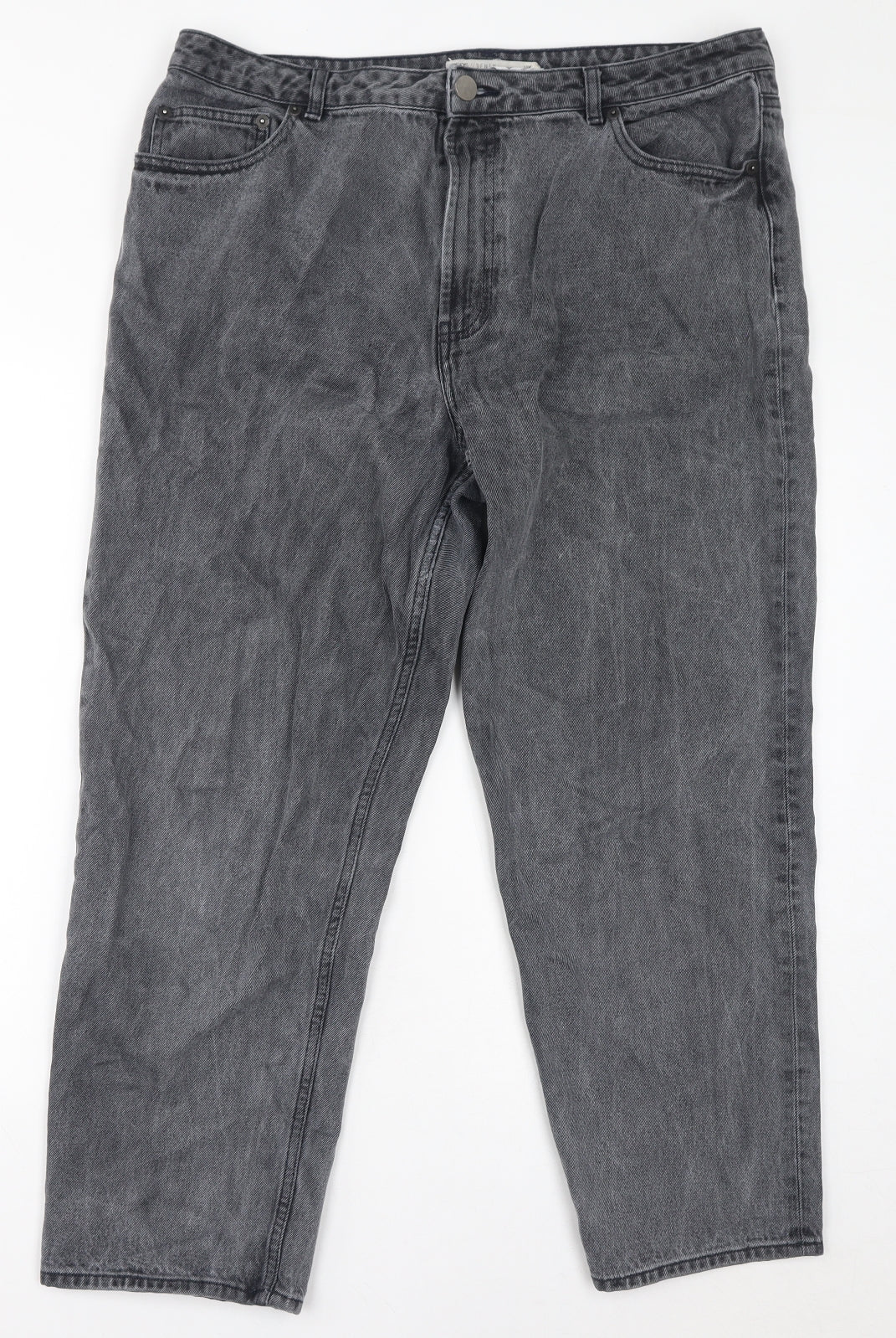 ASOS Womens Grey Cotton Straight Jeans Size 18 L27 in Regular Zip - Cropped
