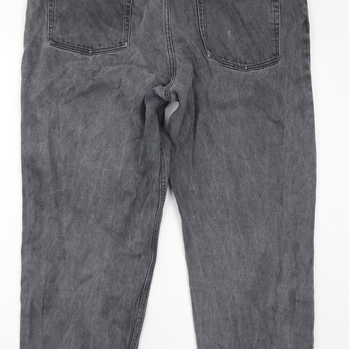 ASOS Womens Grey Cotton Straight Jeans Size 18 L27 in Regular Zip - Cropped