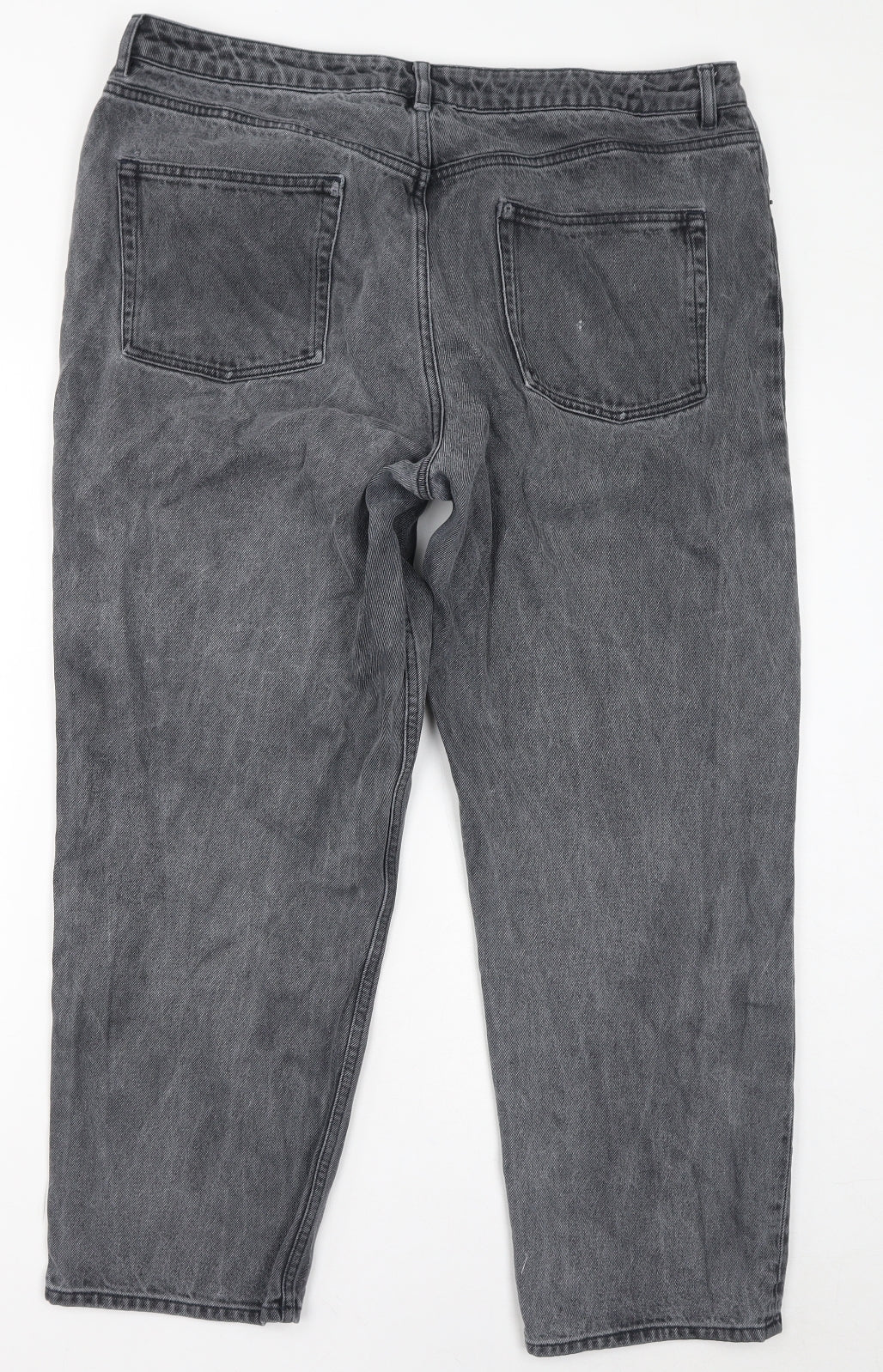 ASOS Womens Grey Cotton Straight Jeans Size 18 L27 in Regular Zip - Cropped
