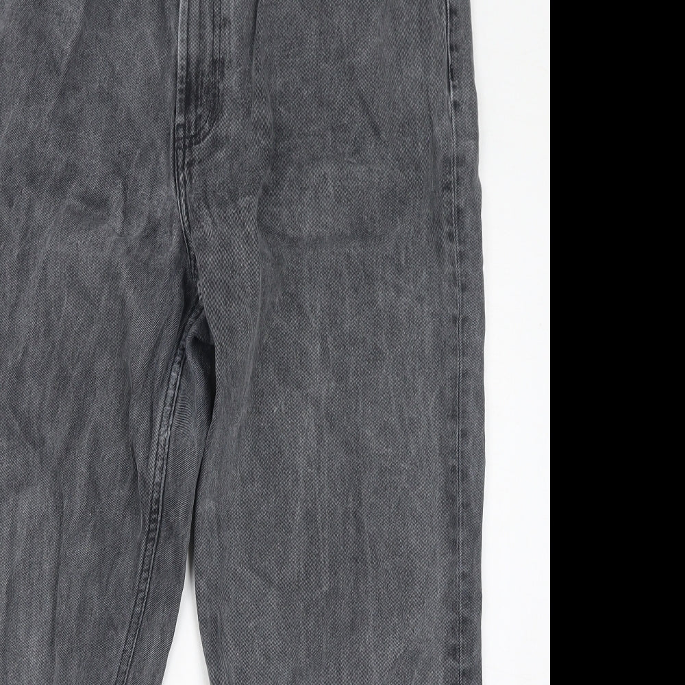 ASOS Womens Grey Cotton Straight Jeans Size 18 L27 in Regular Zip - Cropped