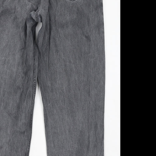 ASOS Womens Grey Cotton Straight Jeans Size 18 L27 in Regular Zip - Cropped