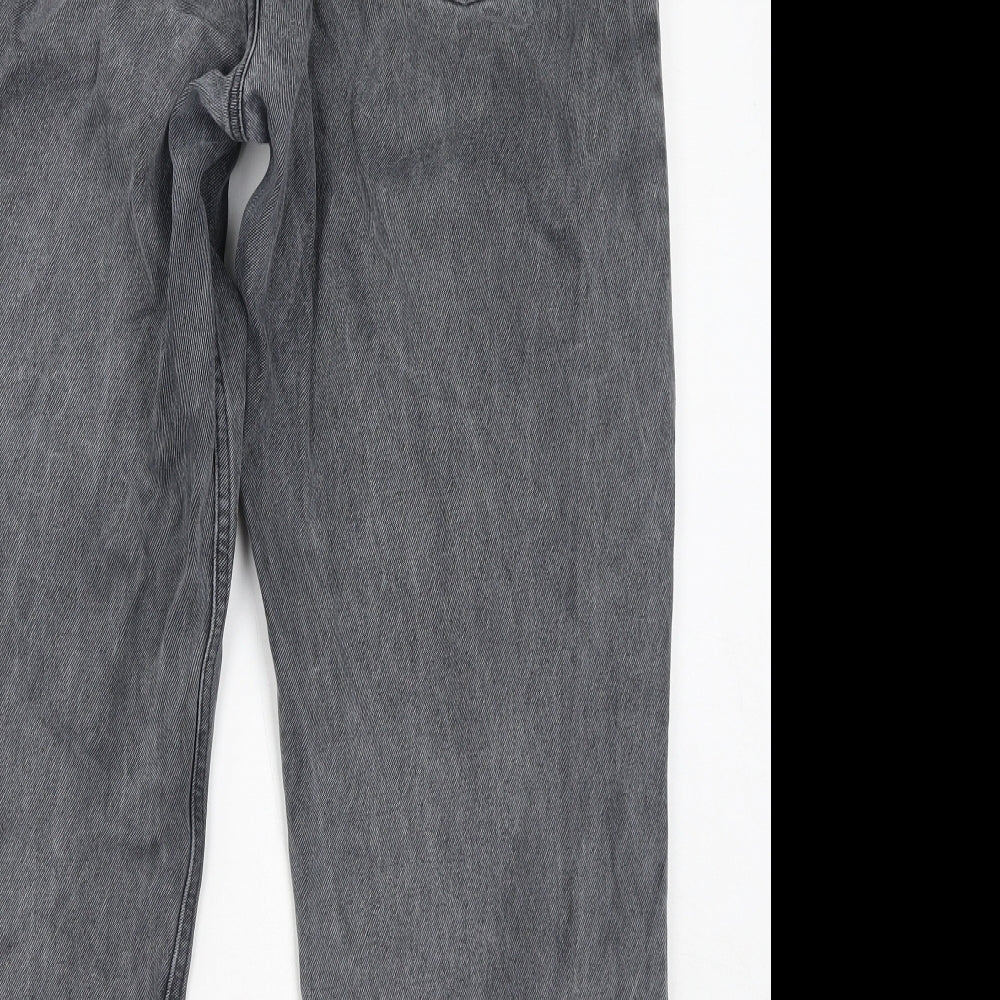 ASOS Womens Grey Cotton Straight Jeans Size 18 L27 in Regular Zip - Cropped