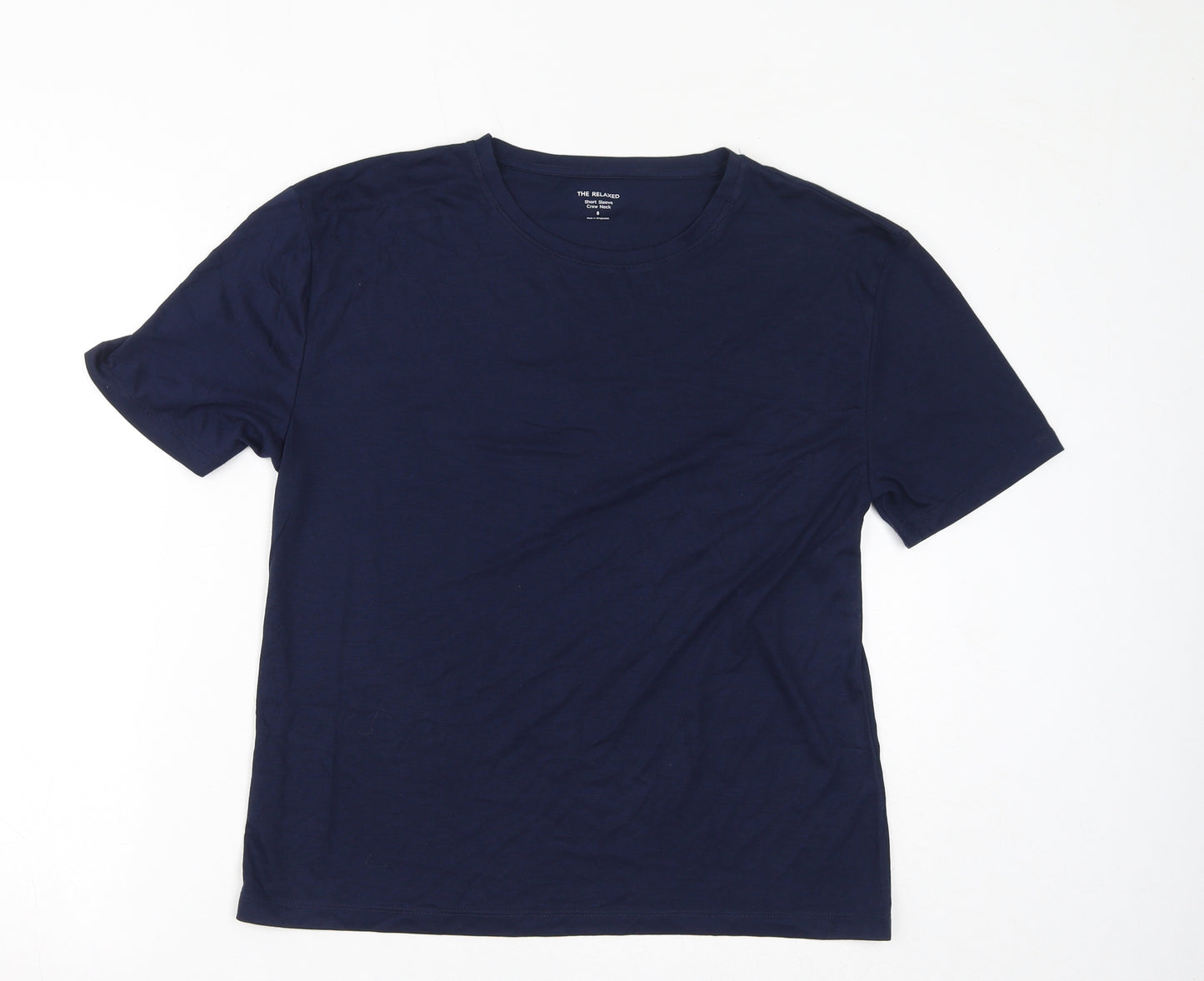 Marks and Spencer Womens Blue Cotton Basic T-Shirt Size 8 Collared