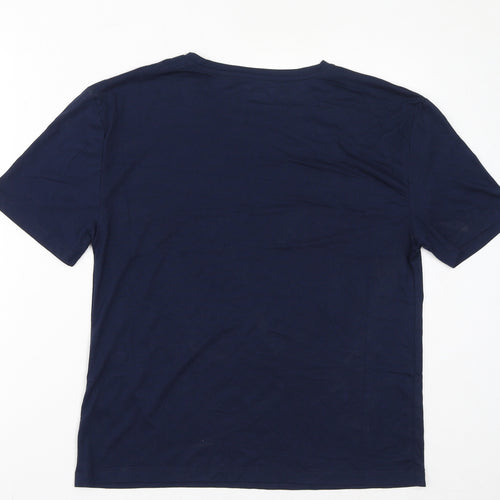 Marks and Spencer Womens Blue Cotton Basic T-Shirt Size 8 Collared