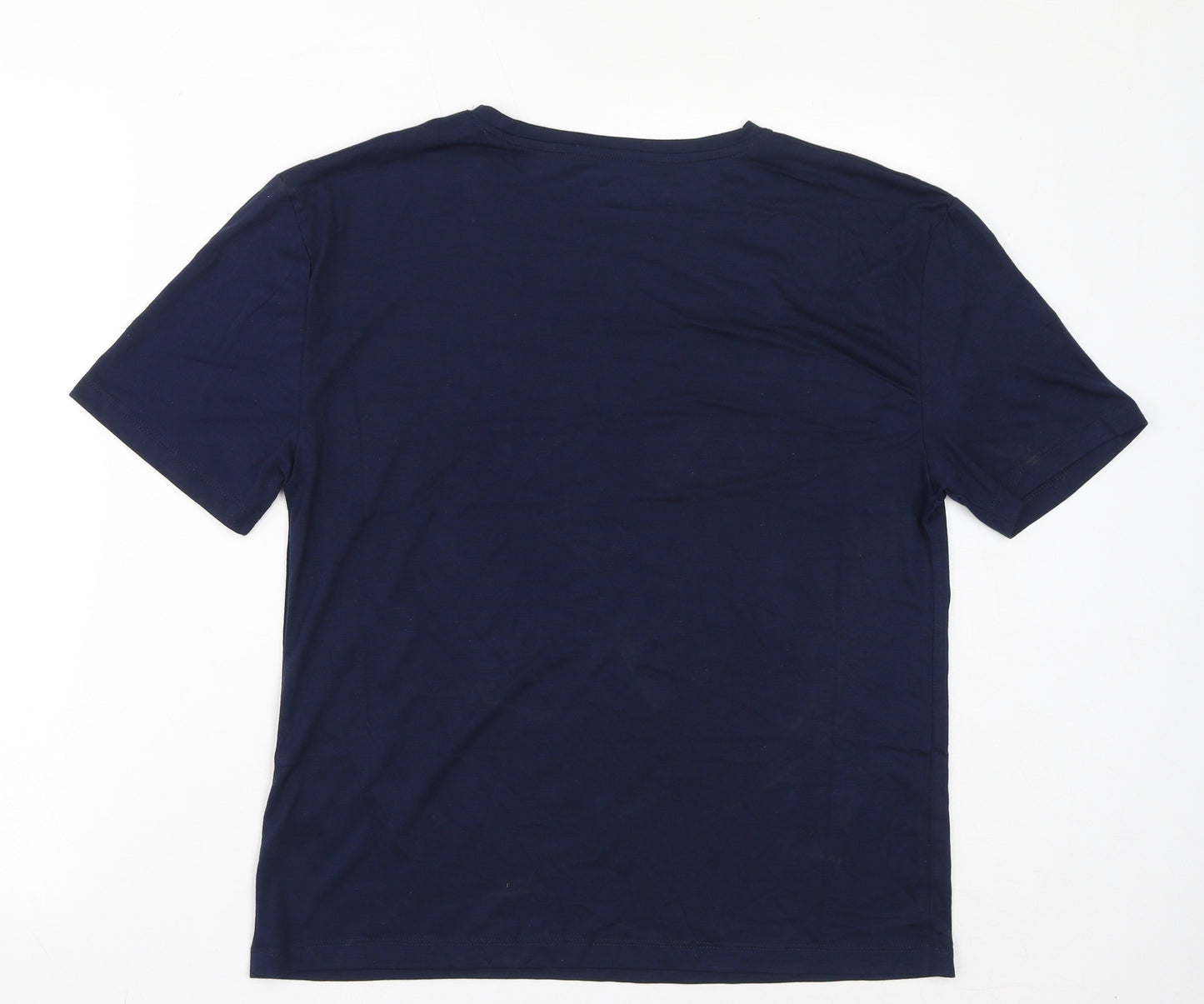 Marks and Spencer Womens Blue Cotton Basic T-Shirt Size 8 Collared