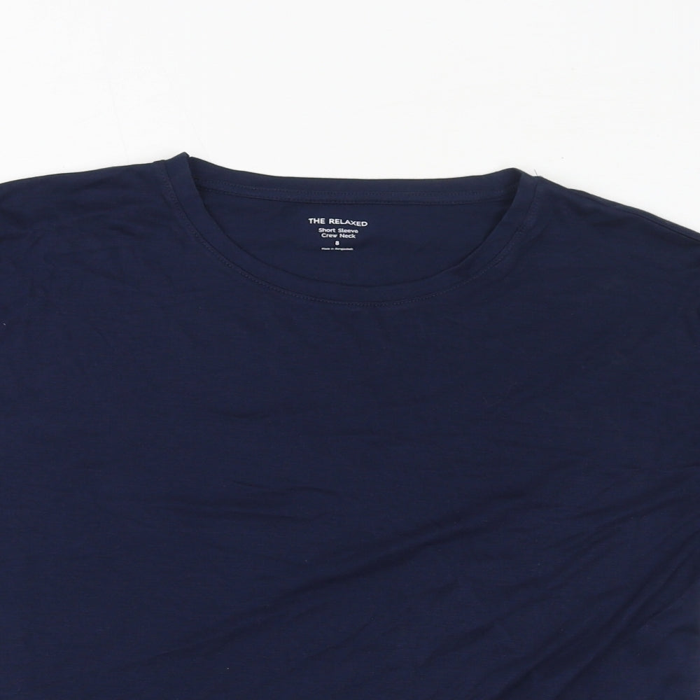 Marks and Spencer Womens Blue Cotton Basic T-Shirt Size 8 Collared