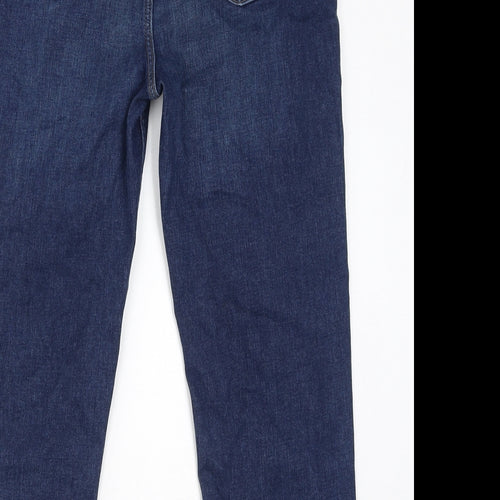 Marks and Spencer Womens Blue Cotton Straight Jeans Size 14 L24 in Regular Zip - Cigarette